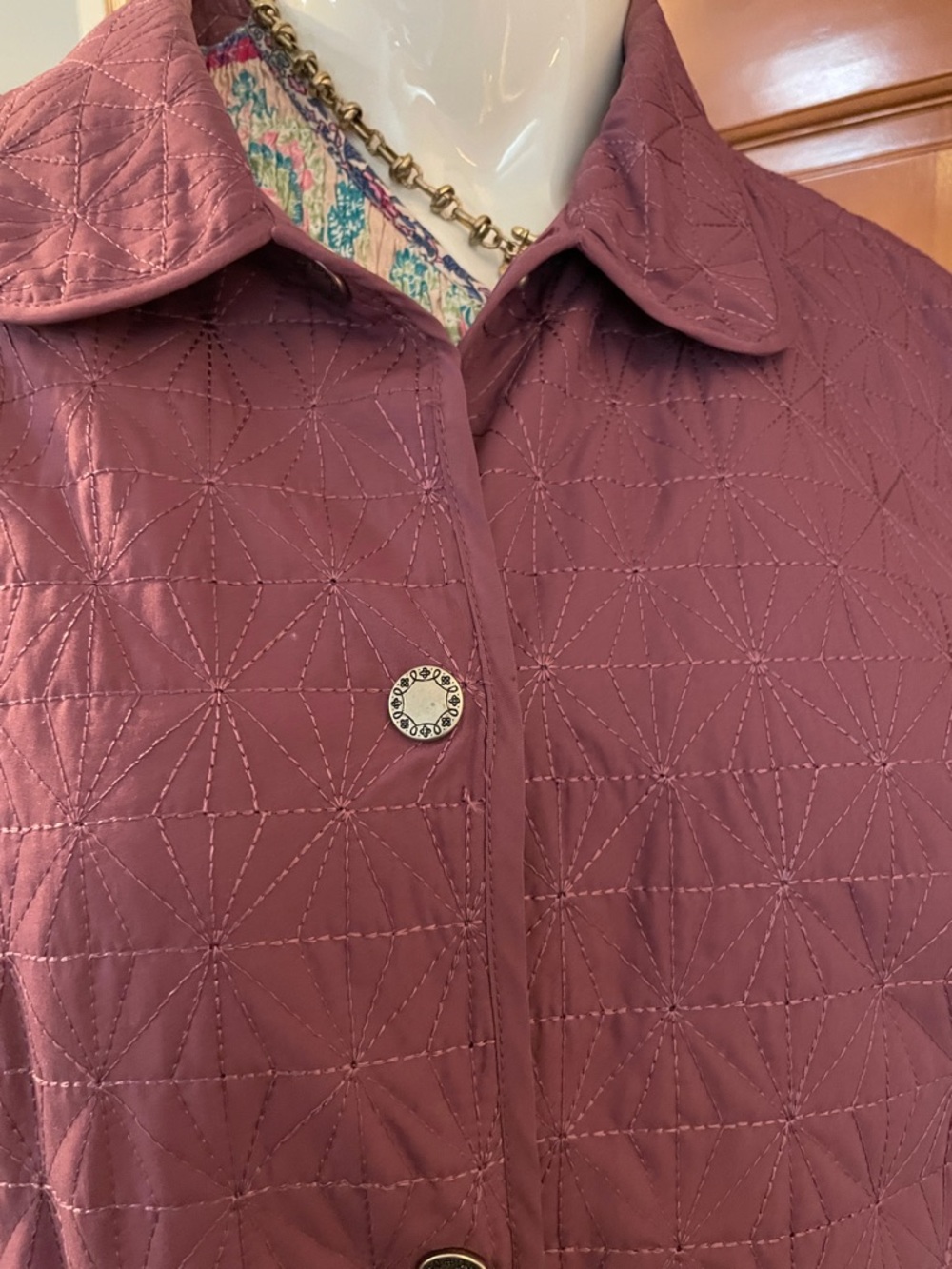 Alfred Dunner Quilted Button-Front Jacket in Plum - Picture 4 of 7